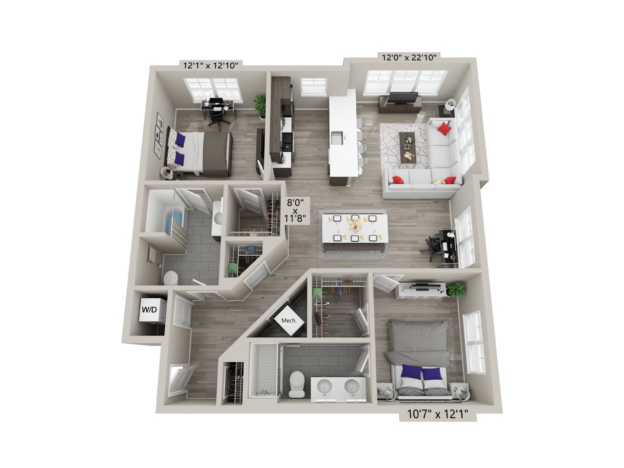 Studio, 1, & 2 Bedroom Apartments in Englewood Floor Plans